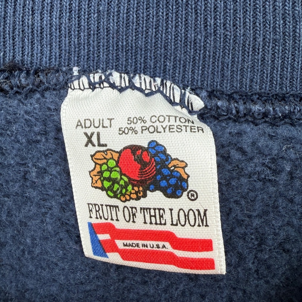 Vintage Y2K Fruit Loom Sunflower Sweatshirt Women XL Navy Blue Cottage Country - Picture 5 of 9